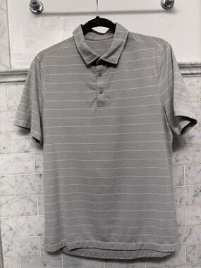 lululemon athletica Men's Light Gray Striped Polo